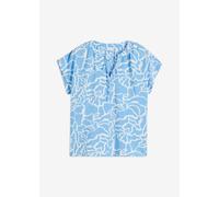 Tunika BONPRIX, Damen, Gr. 52, blau, weiß bedruckt, Obermaterial: 85% Viskose, 15% Polyamid, figurumspielend, Tuniken, leicht strukturiertes Material, modischer Print, ärmellos (68569747-52) blau, wei