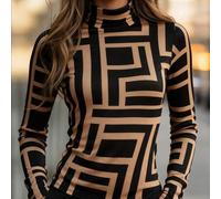 Bedruckter Rollkragen Reißverschluss Strickpullover | Slim-Fit Layering Piece mit Wärme & Stretch | Minimalistisches Reißverschluss Design Multifunkti