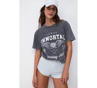 Bedrucktes Gewaschenes Oversized-T-Shirt S