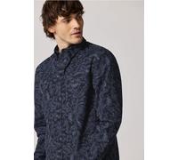Langarmhemd STREET ONE MEN, Herren, Gr. L (42), US-Größen, blau (night blau), Web, 100% Baumwolle, bedruckt, normal normal, V-Ausschnitt, Bündchen, Hemden, mit Brusttasche (72620457-L) night blau