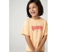 Bedrucktes Mädchen T-Shirt, leichte Oversized-Form gelb friendly girl Gr. 92/98 von vertbaudet