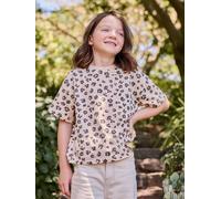Bedrucktes Mädchen T-Shirt, leichte Oversized-Form sandbeige leo Gr. 110 von Vertbaudet