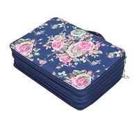 Bedrucktes, mehrlagiges Federmäppchen, 252 Fächer, Reißverschluss mit großer Kapazität, glattes und strapazierfähiges, wasserdichtes Gewebe, einfaches Organisieren aller Arten von (Rose mit Blauboden)