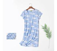 Bedrucktes Nachthemd, 1 Stück, kurzärmelig, Freizeitkleid, weiches Polyester, Nachtwäsche für Damen, Alltag, Zuhause, Urlaub, Urlaub (M H)