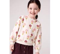 Bedrucktes Sweatshirt Mädchen wollweiß Gr. 116 von Vertbaudet