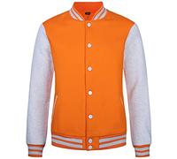 BEDSETS Baseballjacke Varsity Baseball-Baumwolljacke Jacke, Herren College Jacke Sweatjacke Unisex Oldschool Varsity Jacke Vintage Streetwear Patchwork Bomberjacke Paar Mantel (Orange,3XL)