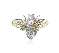 Bee Charms Charm-Anhänger aus Sterlingsilber, rotvergoldet, Tier-Kristall, Bienenkönigin, kompatibel mit Pandora-Armbändern und Halsketten