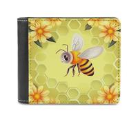 Bee in Flower Ledergeldbörse für Männer und Frauen, RFID-blockierend, extra Kapazität, ultrastarke Nähte, schlanke Geldscheinfach mit 8 Kartenfächern, Stil, Einheitsgröße, Stil:, Einheitsgröße