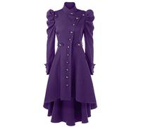 Beebeauty Damen Retro Gothic Kleid Lange Mantel Windjacke Era Vitoria, violett, XXL