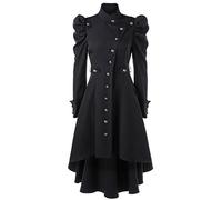 Beebeauty Damen Retro Gothic Lange Mantel Windjacke Era Vitoria, Schwarz , M