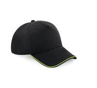 BEECHFIELD AUTHENTIC 5 PANEL CAP - PIPED PEAK BLACK/LIME GREEN