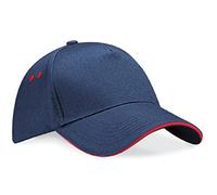 Beechfield B015c Ultimate 5-Panel Sandwich Peak Mütze, Marineblau / Rot, Einheitsgröße