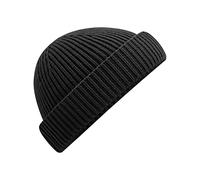 Beechfield Flache Strickmütze Harbour B383R – Schwarz