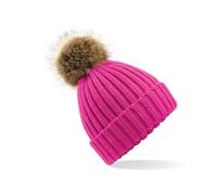 Herrenmütze Fur Pom Chunky Beanie / Luxus-Kunstfell-Bommel - Beechfield - B412