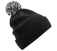 Beechfield Beanie B450R Snowstar – recycelt – Schwarz/Weiß