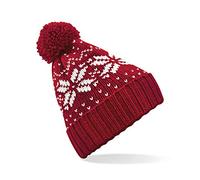Beechfield B456 Fair Isle Snowstar Beanie Einheitsgröße rot/weiß