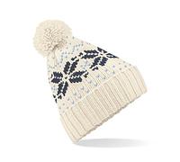 Beechfield B456 Fair Isle Snowstar Beanie Einheitsgröße Weiß/Navy