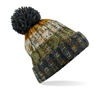 Beechfield Bunte Wintermütze mit Bommel Corkscrew - Autumn Moss