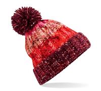 Beechfield Bunte Wintermütze mit Bommel Corkscrew - Cherry Sherbet
