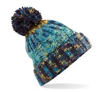 Beechfield Bunte Wintermütze mit Bommel Corkscrew - Marine Splash