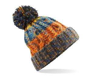Beechfield Bunte Wintermütze mit Bommel Corkscrew - Retro Blues
