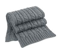 CB499 Beechfield Melange-Schal mit Zopfmuster Light Grey 168 x 27 cm