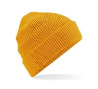 Beechfield Damen / Herren Beanie Mütze Wintermütze Strickmütze Waffle Beanie Mustard