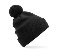 Beechfield Damen / Herren Bommelmütze Beanie Mütze Wintermütze Strickmütze Schwarz