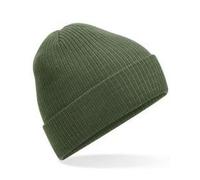 Beechfield Damen / Herren Fleece Gerippte Mütze Wintermütze Grün (Olive)