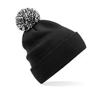 Beechfield Damen/Herren Recycled Bommelmütze Beanie Wintermütze Mehrfarbig Schwarz/Weiss