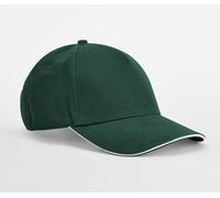 BEECHFIELD EARTHAWARE® CLASSIC ORGANIC COTTON 5 PANEL CAP - SANDWICH PEAK BOTTLE GREEN / WHITE