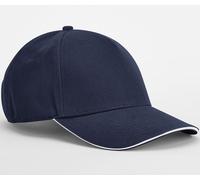 BEECHFIELD EARTHAWARE® CLASSIC ORGANIC COTTON 5 PANEL CAP - SANDWICH PEAK FRENCH NAVY / WHITE