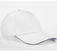 BEECHFIELD EARTHAWARE® CLASSIC ORGANIC COTTON 5 PANEL CAP - SANDWICH PEAK WHITE / FRENCH NAVY