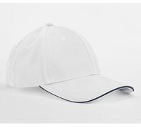 BEECHFIELD EARTHAWARE® CLASSIC ORGANIC COTTON 6 PANEL CAP - SANDWICH PEAK WHITE / FRENCH NAVY