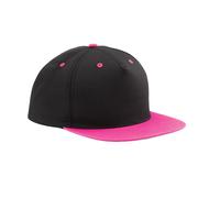 Beechfield - Snapback Mütze 5 Segmente für Herren/Damen Unisex (Schwarz/Fuchsie) Einheitsgröße
