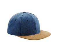 Beechfield - Snapback Mütze Flache Spitze aus Wildlederimitat (Jeansblau) Einheitsgröße