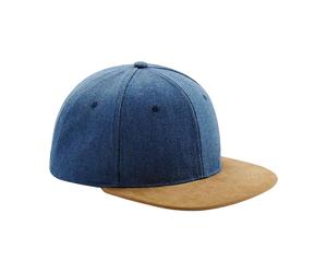 Beechfield - Snapback Mütze Flache Spitze aus Wildlederimitat (Jeansblau) Einheitsgröße