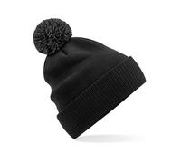 CB450 Beechfield Strickmütze Doppellagiger Strick Bommelmütze Black One Size