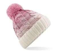 Beechfield Strickmütze mit Bommel Ombré - Rosa / weiß