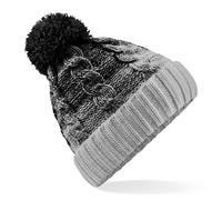 Beechfield Strickmütze mit Bommel Ombré - Schwarz / hellgrau