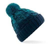 Beechfield Strickmütze mit Bommel Ombré - Teal / dunkelblau