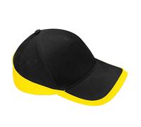 Beechfield - "Teamwear Competition" Baseball-Mütze (Schwarz/Gelb) Einheitsgröße