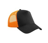 Beechfield - Trucker Cap Snapback für Herren/Damen Unisex (Schwarz/Orange) Einheitsgröße