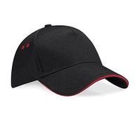 Beechfield Ultimate Unisex Kappe, 100 % Baumwolle, B15c , onesize, Schwarz/Rot