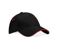 Beechfield Ultimate Unisex Kappe, 100 % Baumwolle, B15c , onesize, Schwarz/Rot