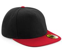 Beechfield Cap Original Flat Peak Snapback Schwarz/Classic Red One Size