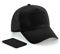 Beechfield Kappe 5-Panel – Unisex, abnehmbarer Aufnäher, Schwarz, Einheitsgröße