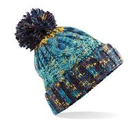 Beechfield Unisex Adults Corkscrew Knitted Pom Beanie Hat Strickmütze, Mehrfarbig (Marine Splash 000), Einheitsgröße