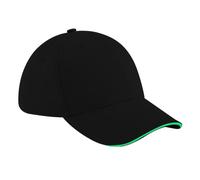 Beechfield Unisex Athleisure Baseball Kappe Baumwolle (Schwarz/Lime Grün) Einheitsgröße