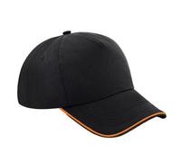Beechfield Unisex Authentic 5 Panel Baseballkappe Für Erwachsene (Schwarz/Orange) Einheitsgröße